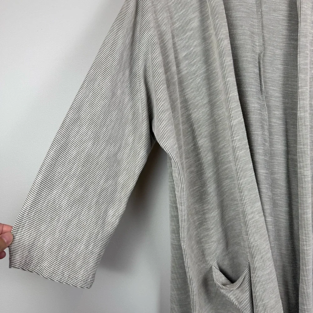 Anthropologie Donni Cardigan Women OS Gray Striped Knit Open Front Duster Casual